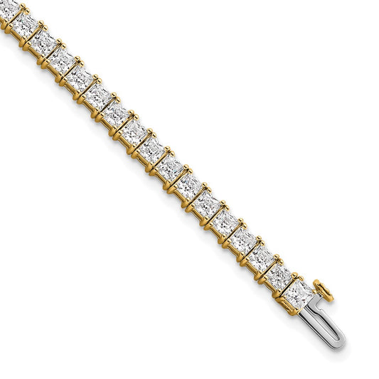 14k Yellow Gold 10 Ct. Lab Grown Diamond VS/SI+ G+ Princess Tennis Bracelet