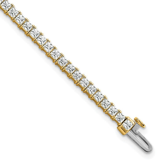 14k Yellow Gold 6 Ct. Lab Grown Diamond VS/SI+ G+ Princess Tennis Bracelet