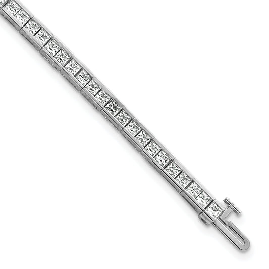 14K White Gold 5 Carat Lab Grown Diamond Vs+ F+ Complete Princess Bezel Set Tennis Bracelet