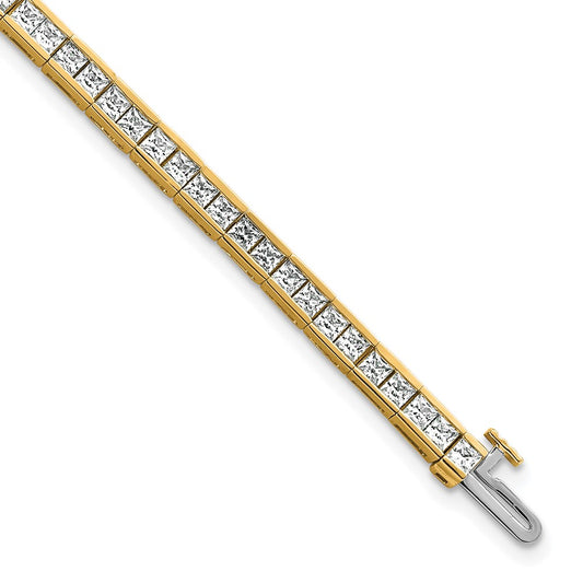 14K Yellow Gold Certified Lab Grown Diamond Vs/Si Fgh Princess Tennis Bracelet