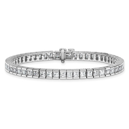 14K White Gold 10 Carat Lab Grown Diamond Vs+ F+ Complete Princess Bezel Set Tennis Bracelet
