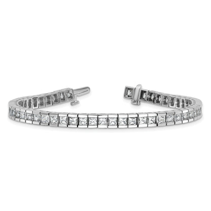 14K White Gold 10 Carat Lab Grown Diamond Vs+ F+ Complete Princess Bezel Set Tennis Bracelet