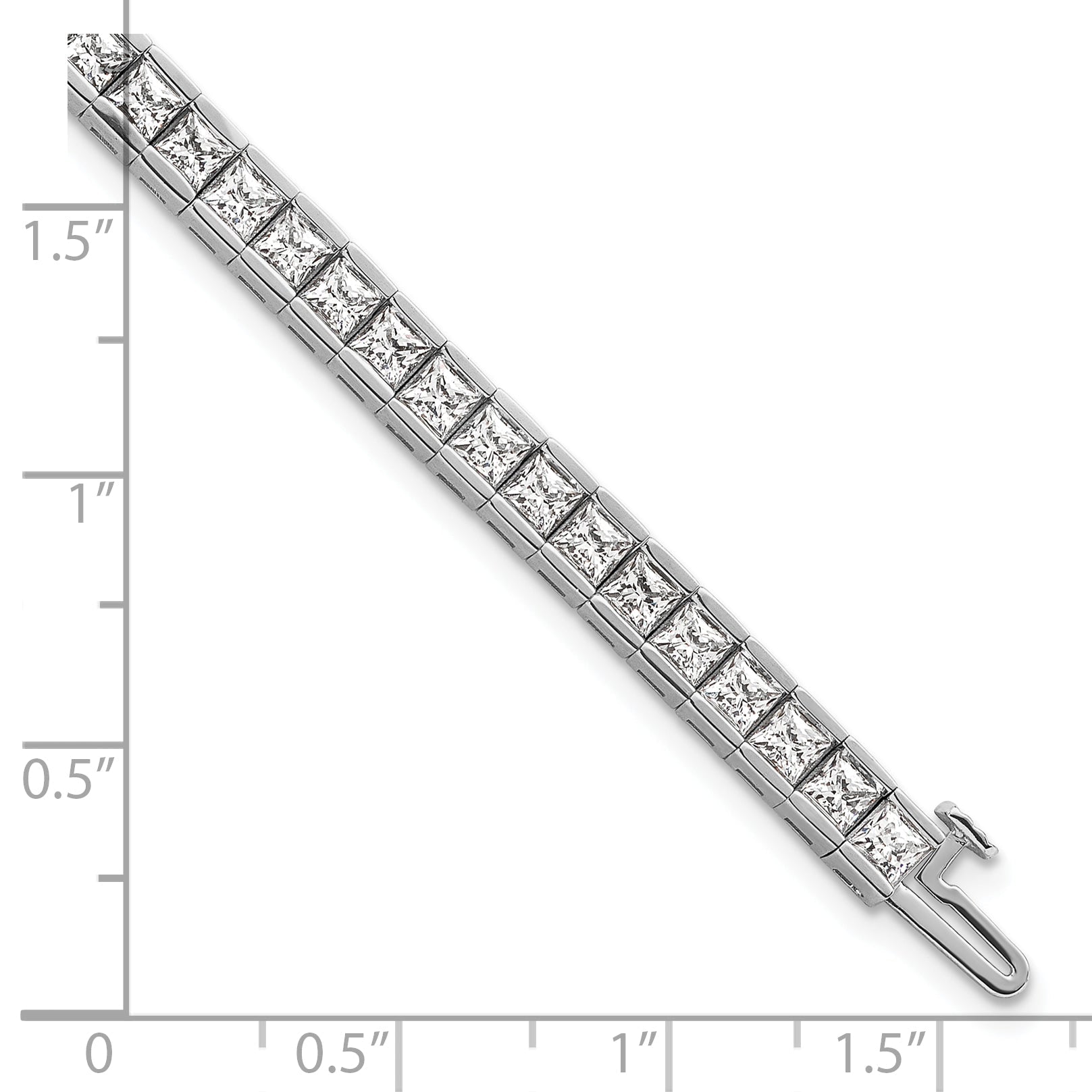 14K White Gold 10 Carat Lab Grown Diamond Vs+ F+ Complete Princess Bezel Set Tennis Bracelet