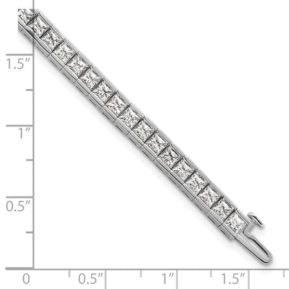 14K White Gold 10 Carat Lab Grown Diamond Vs+ F+ Complete Princess Bezel Set Tennis Bracelet