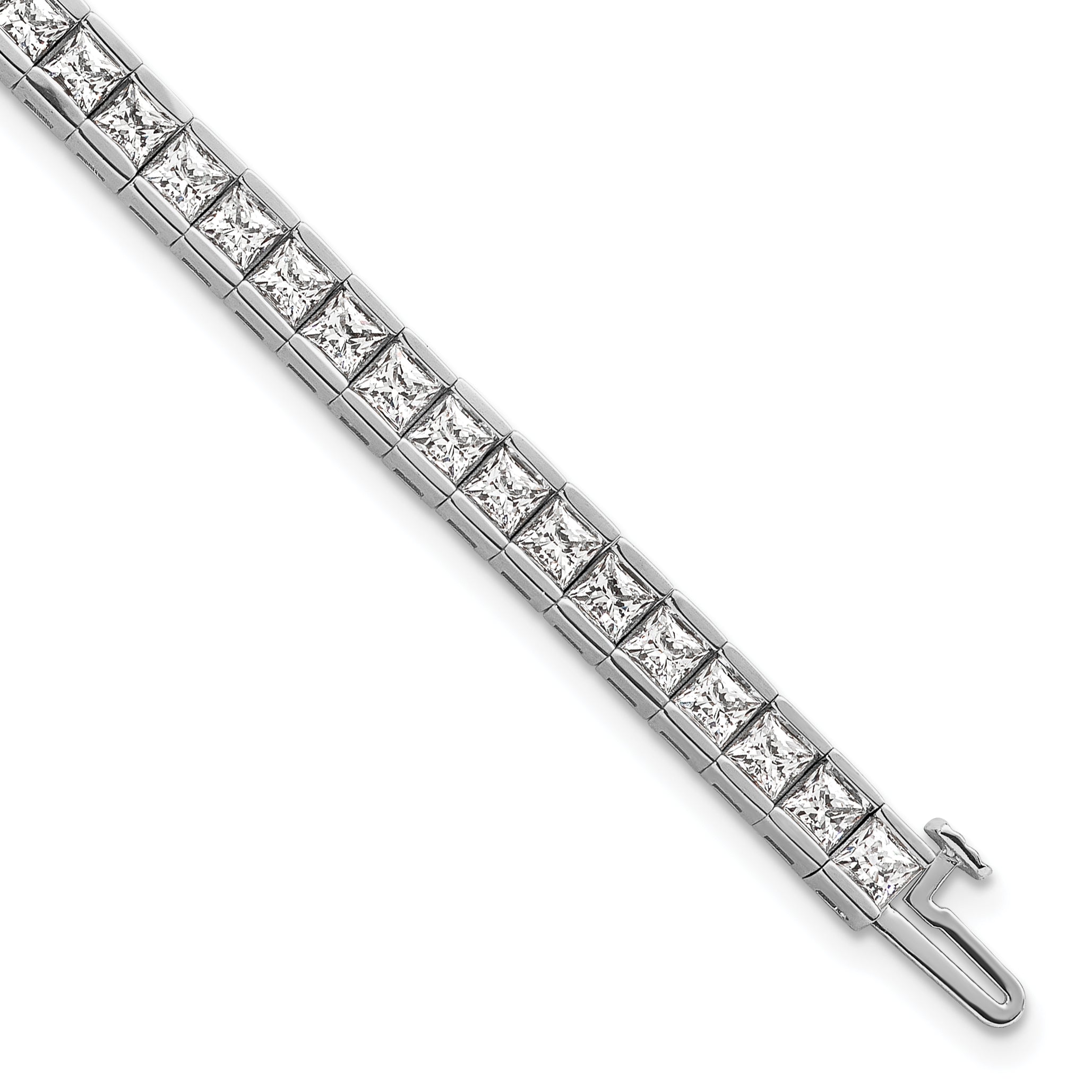 14K White Gold 10 Carat Lab Grown Diamond Vs+ F+ Complete Princess Bezel Set Tennis Bracelet