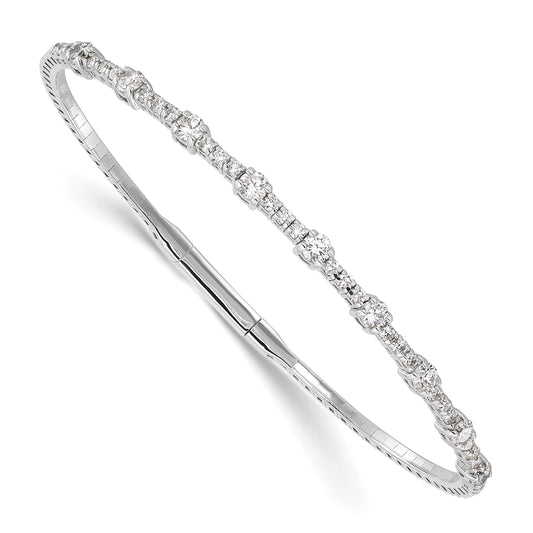 14K White Gold 1 1/3 Carat Lab Grown Diamond Vs/Si+ G+ Complete Bangle