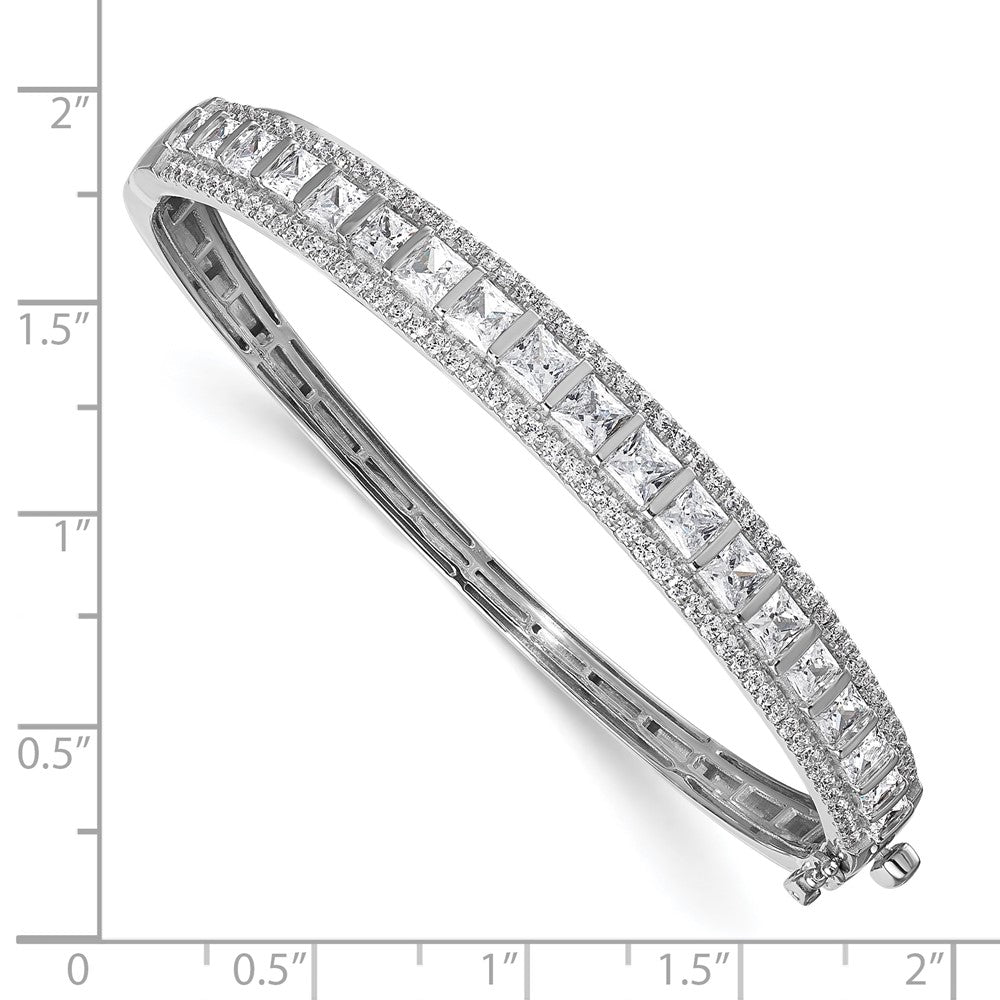 14k White Gold 5 Ct. Lab Grown Diamond VS/SI+ G+ Round and Princess Hinged Bangle Bracelet