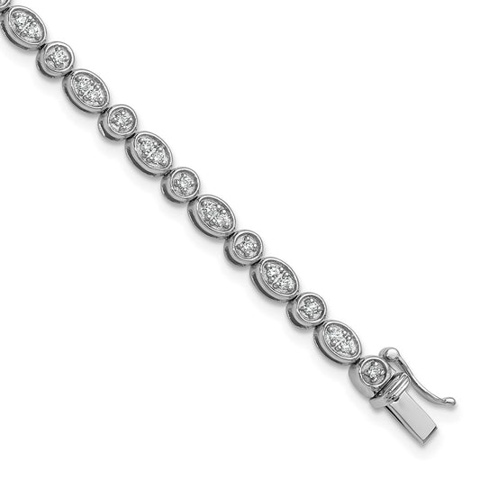 14k White Gold 7/8 Ct. Lab Grown Diamond VS/SI+ G+ 7 inch Fancy Bracelet