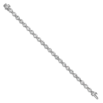14k White Gold 11 Ct. Lab Grown Diamond VS/SI+ G+ Round and Oval 7 inch Fancy Tennis Bracelet