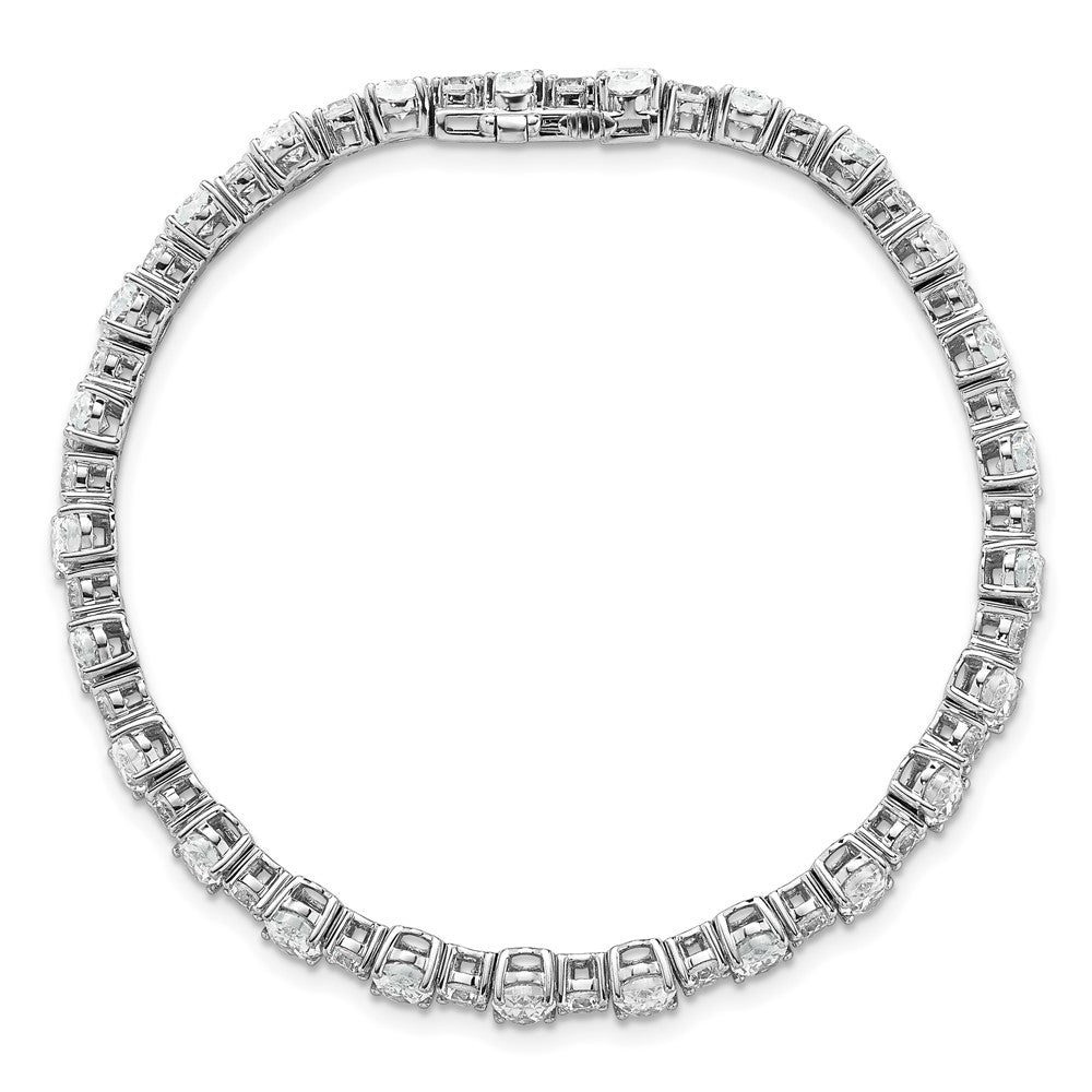 14k White Gold 11 Ct. Lab Grown Diamond VS/SI+ G+ Round and Oval 7 inch Fancy Tennis Bracelet