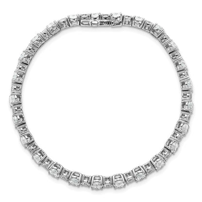 14k White Gold 11 Ct. Lab Grown Diamond VS/SI+ G+ Round and Oval 7 inch Fancy Tennis Bracelet