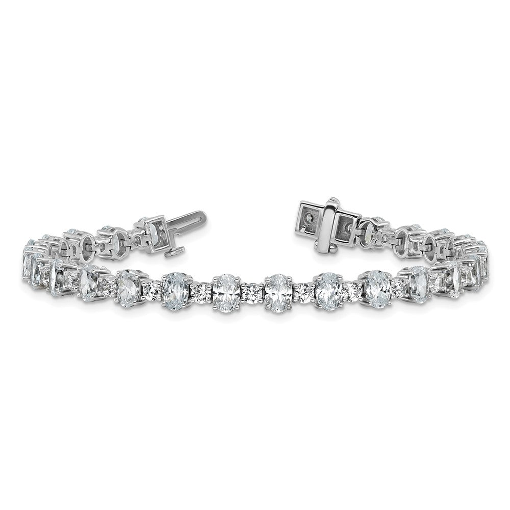 14k White Gold 11 Ct. Lab Grown Diamond VS/SI+ G+ Round and Oval 7 inch Fancy Tennis Bracelet