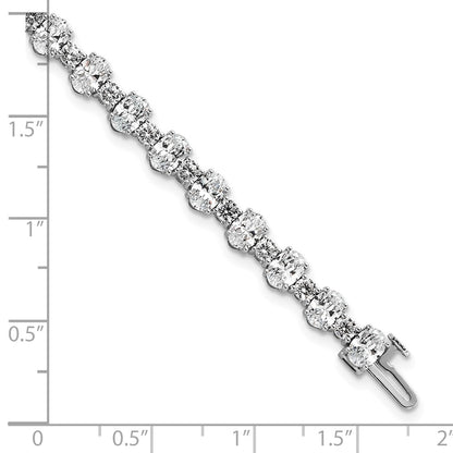 14k White Gold 11 Ct. Lab Grown Diamond VS/SI+ G+ Round and Oval 7 inch Fancy Tennis Bracelet