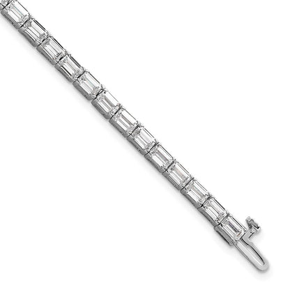 14k White Gold 10 Ct. Lab Grown Diamond VS/SI+ G+ Emerald Tennis Bracelet