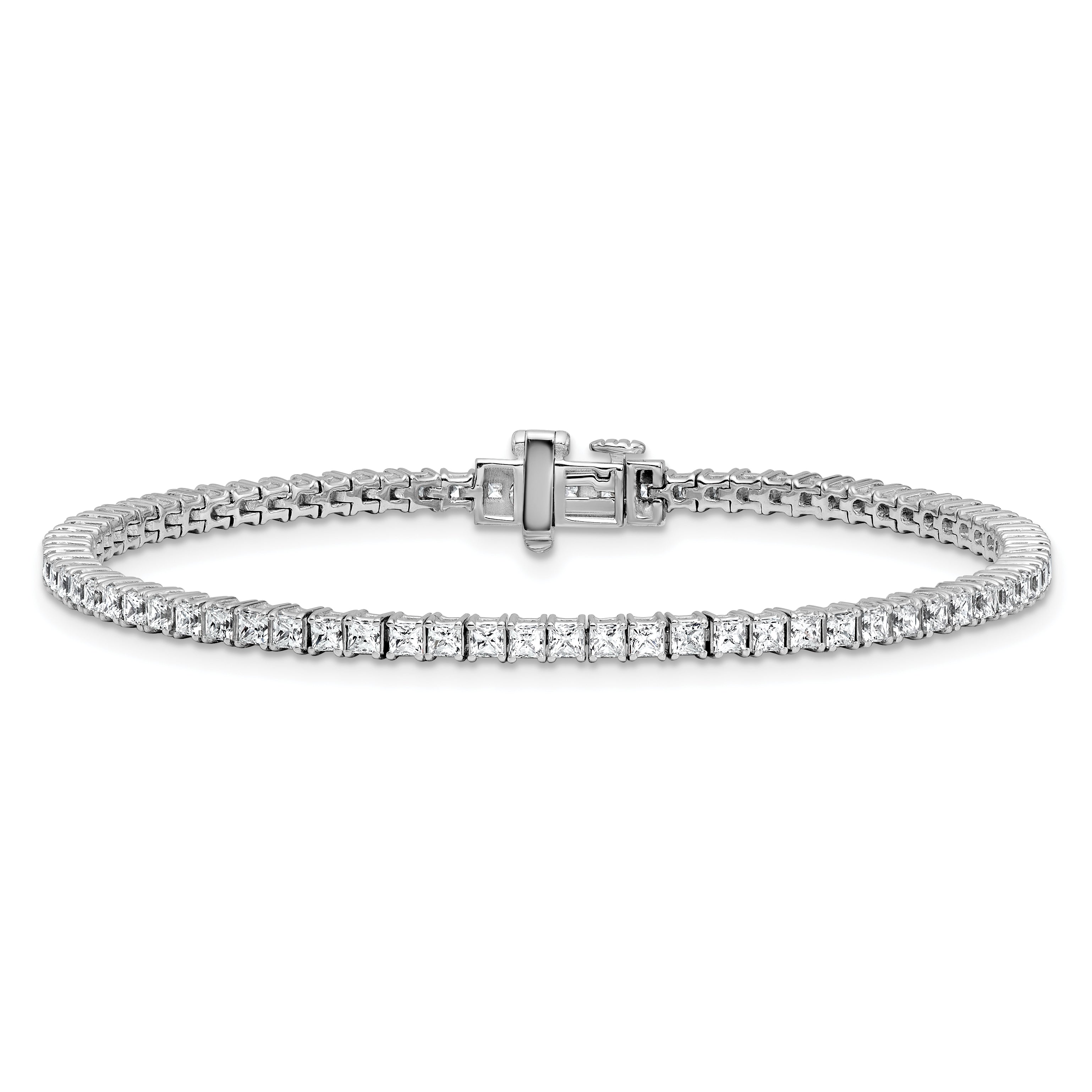 14K White Gold 4Ctw Vs/Si+ G+ Lab Grown Princess Diamond Tennis Bracelet
