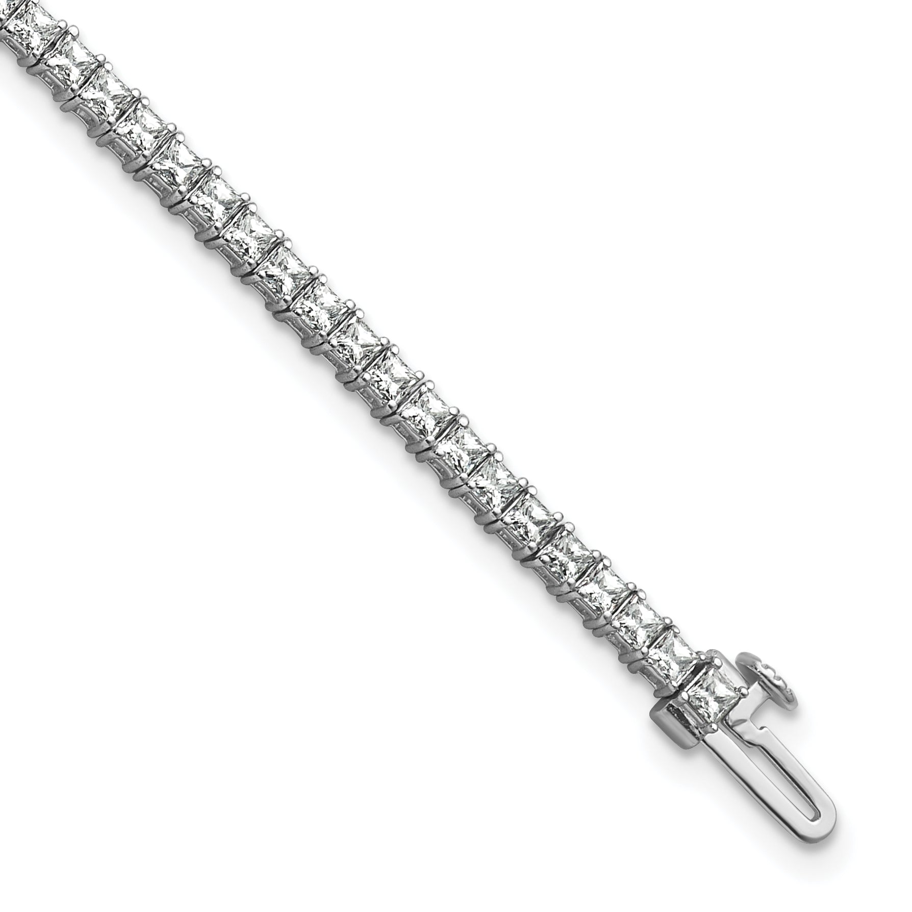 14K White Gold 4Ctw Vs/Si+ G+ Lab Grown Princess Diamond Tennis Bracelet
