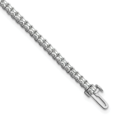 14K White Gold 4Ctw Vs/Si+ G+ Lab Grown Princess Diamond Tennis Bracelet