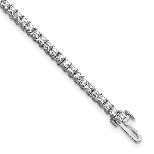 14K White Gold 4Ctw Vs/Si+ G+ Lab Grown Princess Diamond Tennis Bracelet