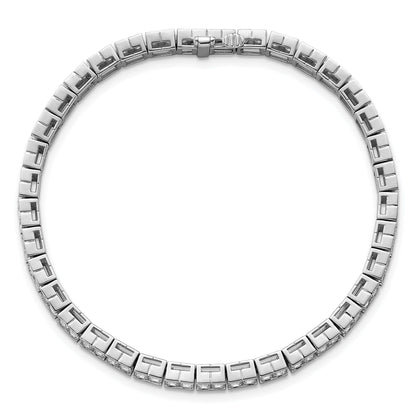 14K White Gold 7 3/8 Carat Lab Grown Diamond Vs+ F+ Emerald Bezel Set Tennis Bracelet