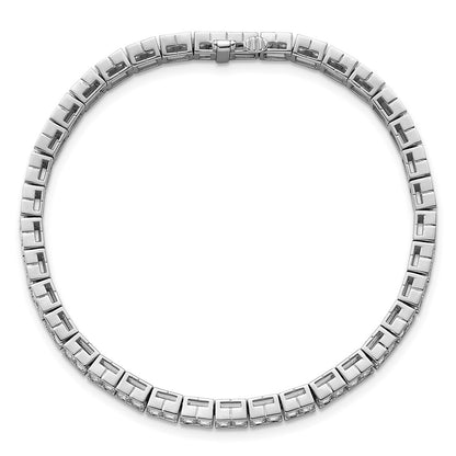 14K White Gold 7 3/8 Carat Certified Lab Grown Diamond Vs/Si+ G+ Emerald Bezel Set Tennis Bracelet