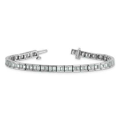 14K White Gold 7 3/8 Carat Lab Grown Diamond Vs+ F+ Emerald Bezel Set Tennis Bracelet