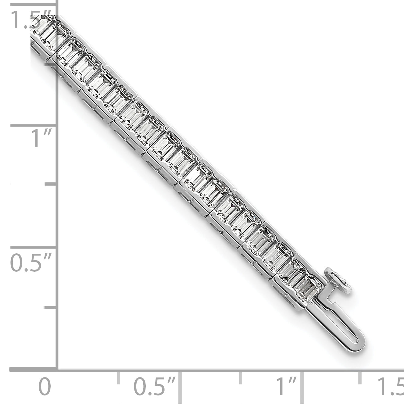 14K White Gold 7 3/8 Carat Lab Grown Diamond Vs+ F+ Emerald Bezel Set Tennis Bracelet