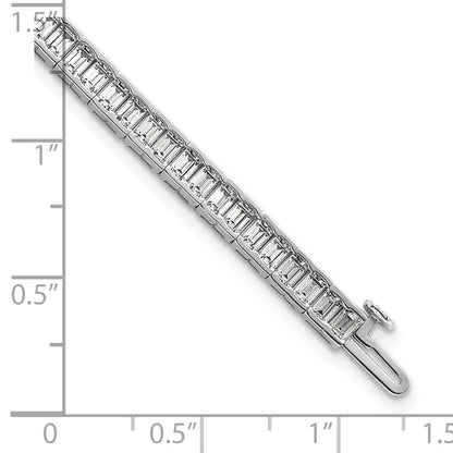 14K White Gold 7 3/8 Carat Certified Lab Grown Diamond Vs/Si+ G+ Emerald Bezel Set Tennis Bracelet