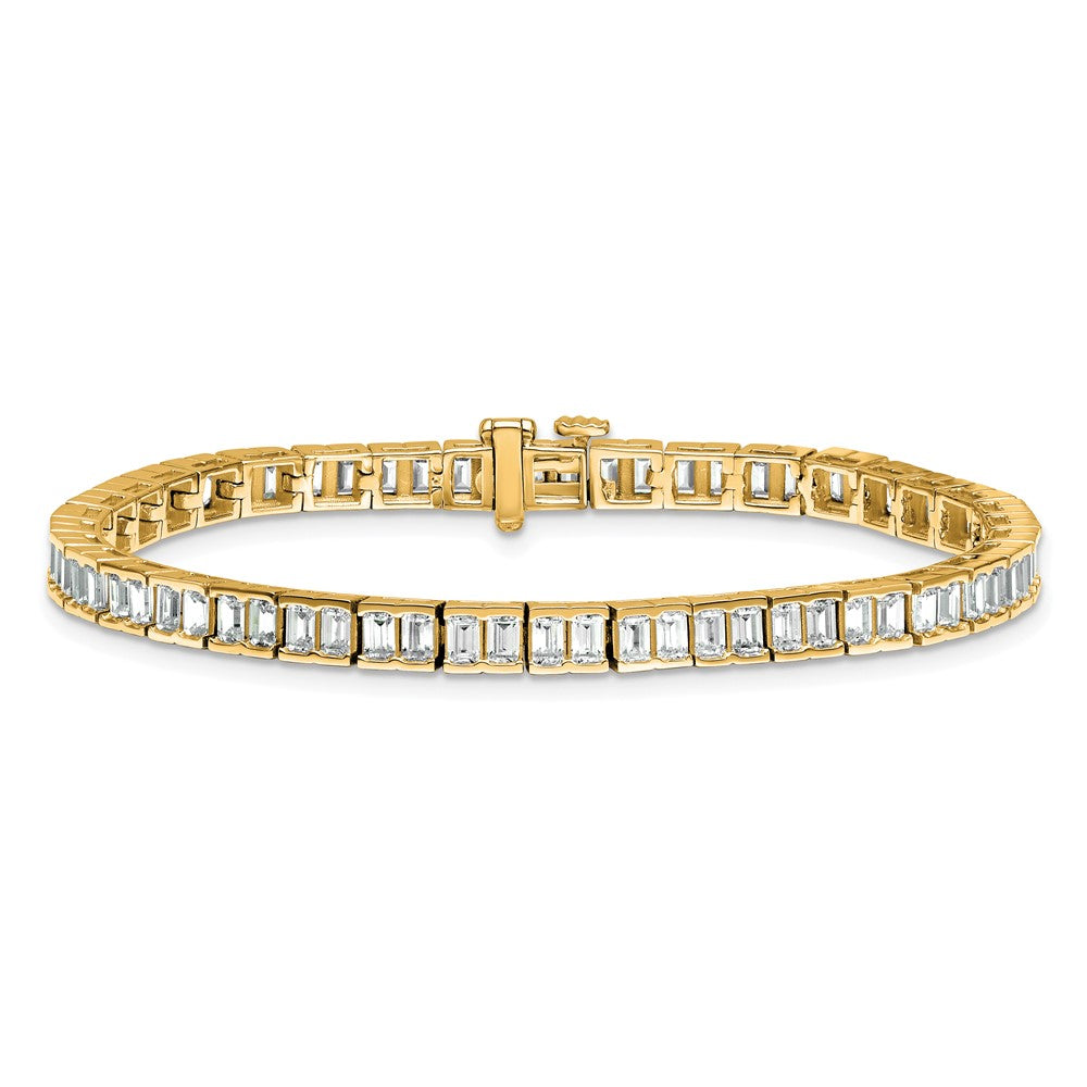 14K Yellow Gold 7 3/8 Carat Certified Lab Grown Diamond Vs+ F+ Emerald Bezel Set Tennis Bracelet