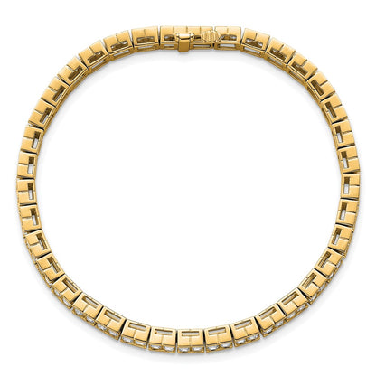 14K Yellow Gold 7 3/8 Carat Certified Lab Grown Diamond Vs+ F+ Emerald Bezel Set Tennis Bracelet