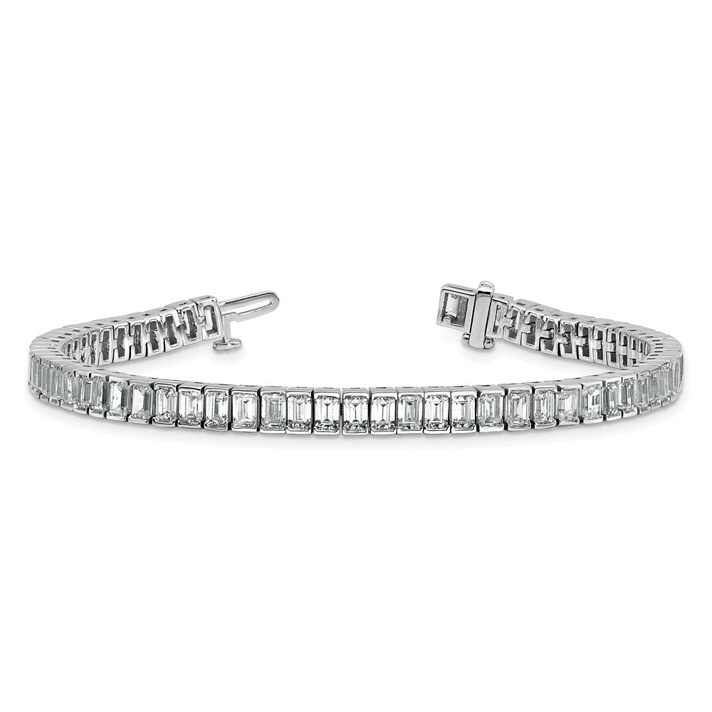 14K White Gold 10 Carat Lab Grown Diamond Vs+ F+ Emerald Bezel Set Tennis Bracelet