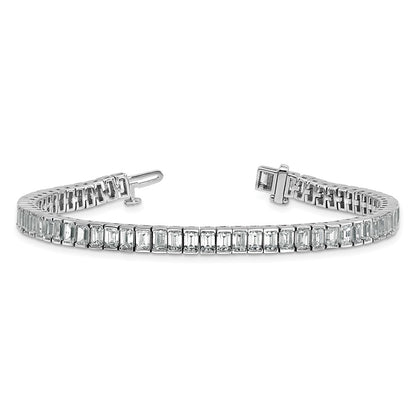 14K White Gold 10 Carat Lab Grown Diamond Vs+ F+ Emerald Bezel Set Tennis Bracelet