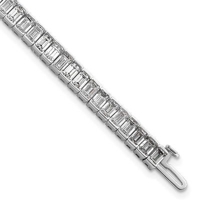 14K White Gold 10 Carat Lab Grown Diamond Vs+ F+ Emerald Bezel Set Tennis Bracelet