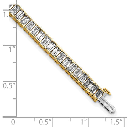 14K Yellow Gold 10 Carat Certified Lab Grown Diamond Vs+ F+ Emerald Bezel Set Tennis Bracelet