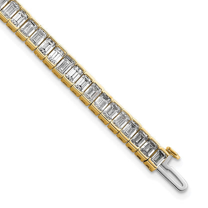 14K Yellow Gold 10 Carat Certified Lab Grown Diamond Vs+ F+ Emerald Bezel Set Tennis Bracelet