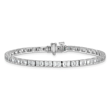 14K White Gold 7 Carat Lab Grown Diamond Vs+ F+ Emerald Bezel Set Tennis Bracelet