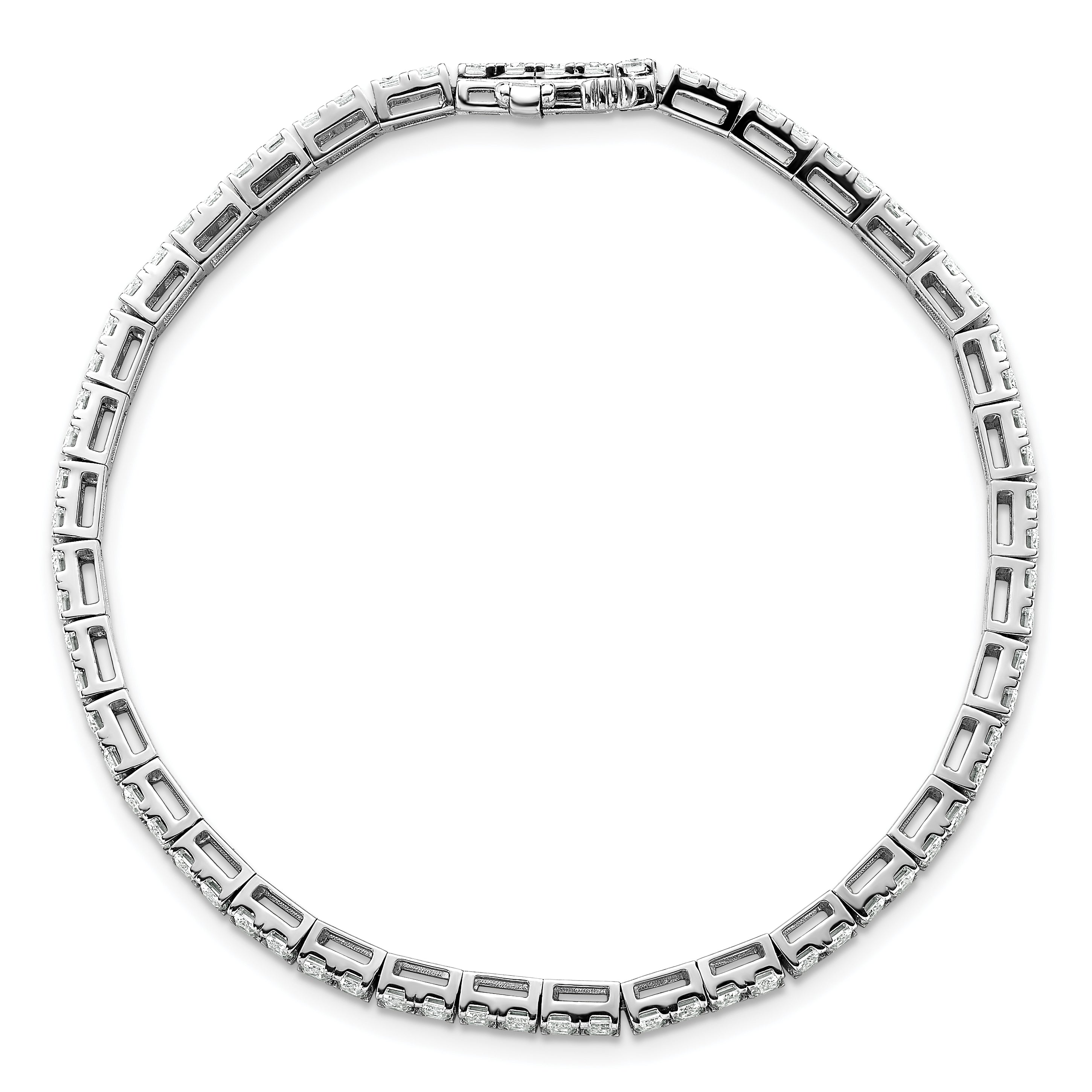 14K White Gold 7 Carat Lab Grown Diamond Vs+ F+ Emerald Bezel Set Tennis Bracelet