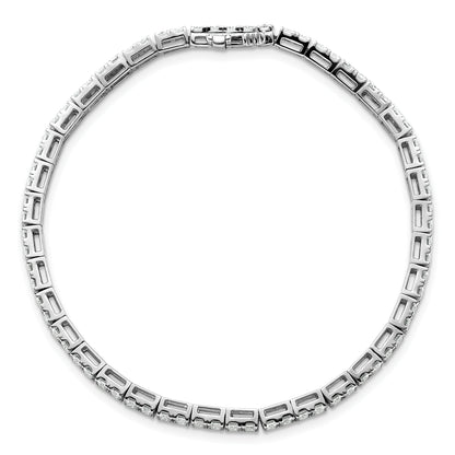 14K White Gold 7 Carat Lab Grown Diamond Vs+ F+ Emerald Bezel Set Tennis Bracelet