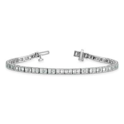 14K White Gold 7 Carat Certified Lab Grown Diamond Vs+ F+ Emerald Bezel Set Tennis Bracelet
