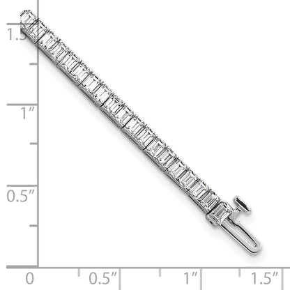 14K White Gold 7 Carat Certified Lab Grown Diamond Vs+ F+ Emerald Bezel Set Tennis Bracelet