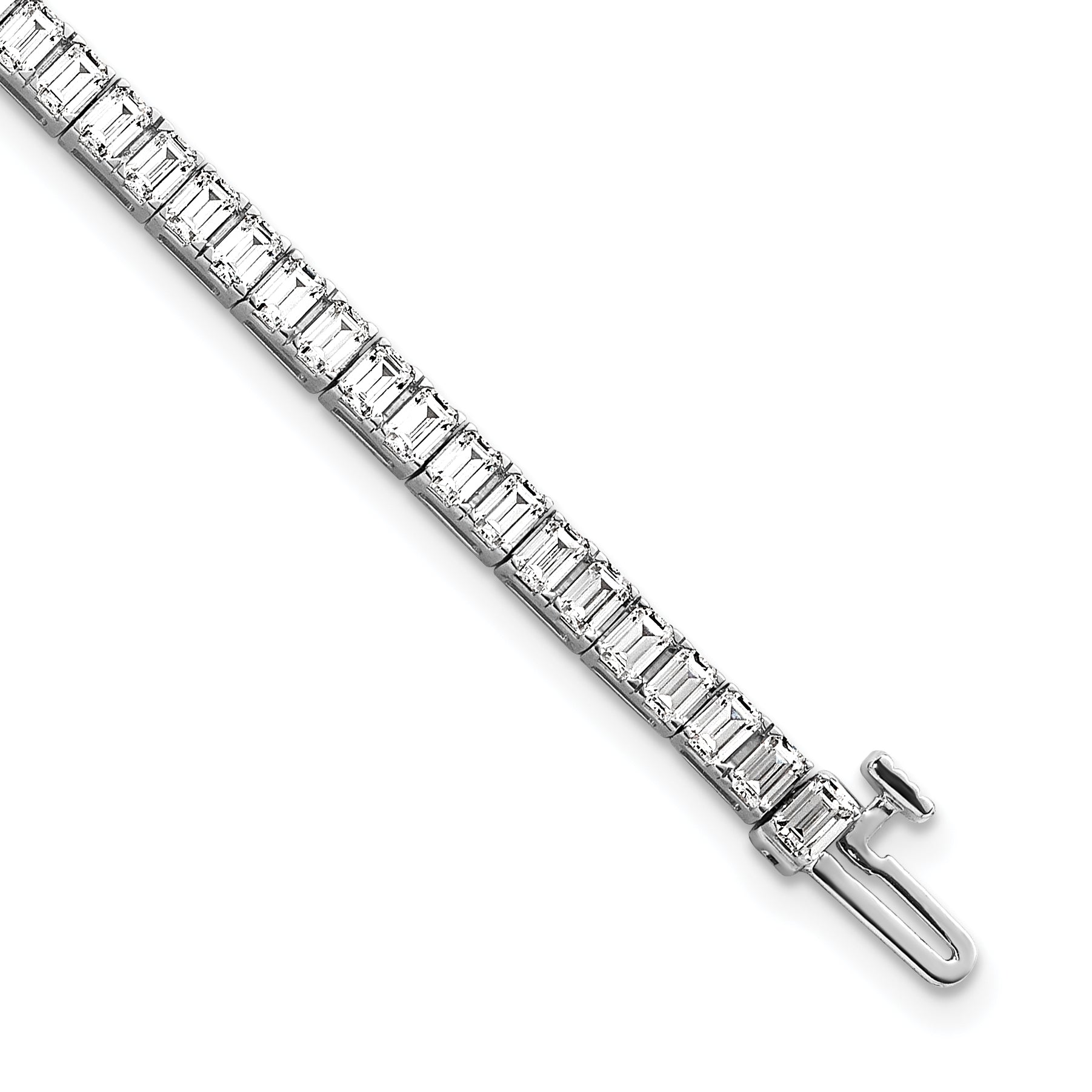 14K White Gold 7 Carat Certified Lab Grown Diamond Vs/Si+ G+ Emerald Bezel Set Tennis Bracelet