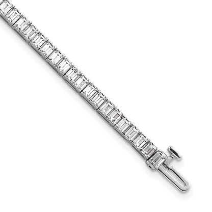14K White Gold 7 Carat Certified Lab Grown Diamond Vs/Si+ G+ Emerald Bezel Set Tennis Bracelet