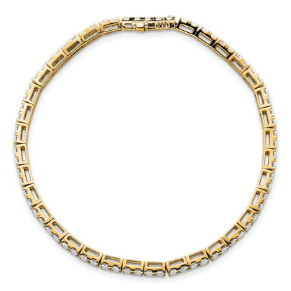 14K Yellow Gold 7 Carat Lab Grown Diamond Vs/Si+ G+ Emerald Bezel Set Tennis Bracelet