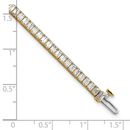 14K Yellow Gold 7 Carat Lab Grown Diamond Vs/Si+ G+ Emerald Bezel Set Tennis Bracelet