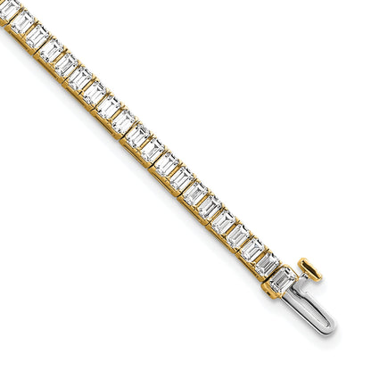 14K Yellow Gold 7 Carat Certified Lab Grown Diamond Vs/Si+ G+ Emerald Bezel Set Tennis Bracelet