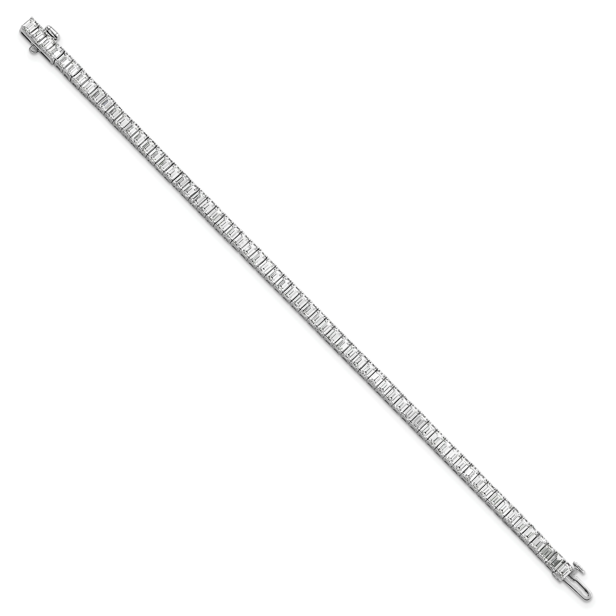 14K White Gold 10 Carat Lab Grown Diamond Vs/Si+ G+ Emerald Bezel Set Tennis Bracelet