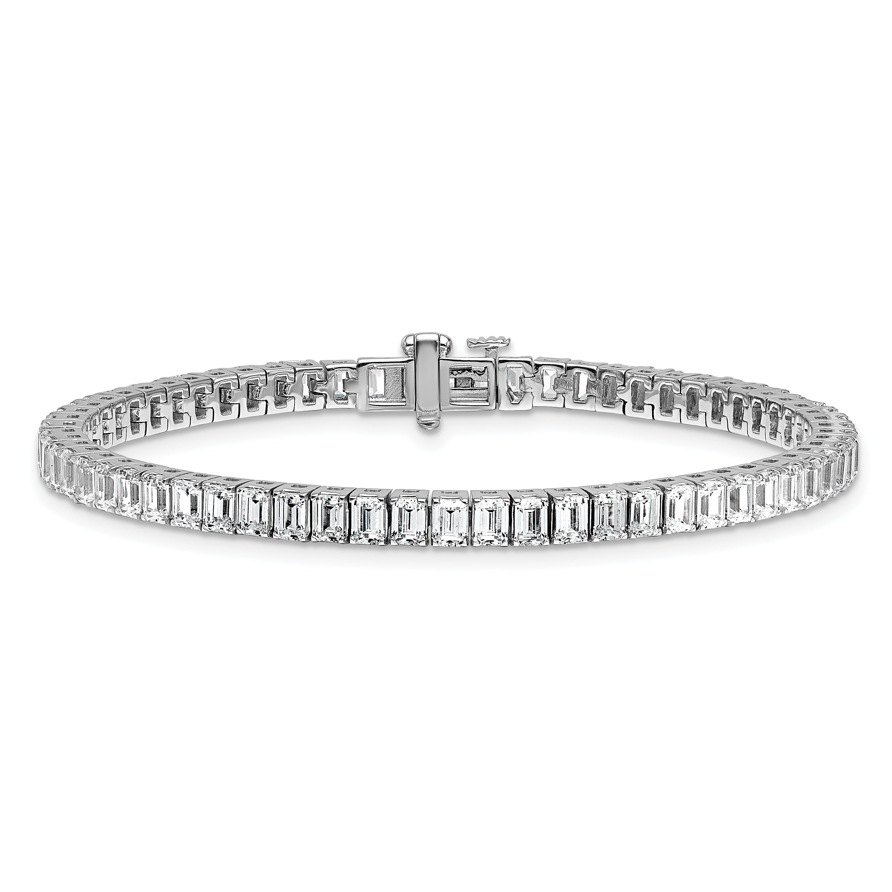 14K White Gold 10 Carat Lab Grown Diamond Vs/Si+ G+ Emerald Bezel Set Tennis Bracelet
