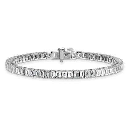 14K White Gold 10 Carat Lab Grown Diamond Vs/Si+ G+ Emerald Bezel Set Tennis Bracelet