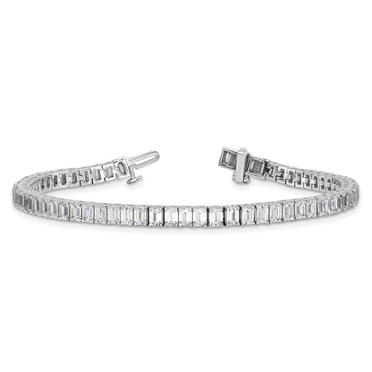 14K White Gold 10 Carat Lab Grown Diamond Vs/Si+ G+ Emerald Bezel Set Tennis Bracelet