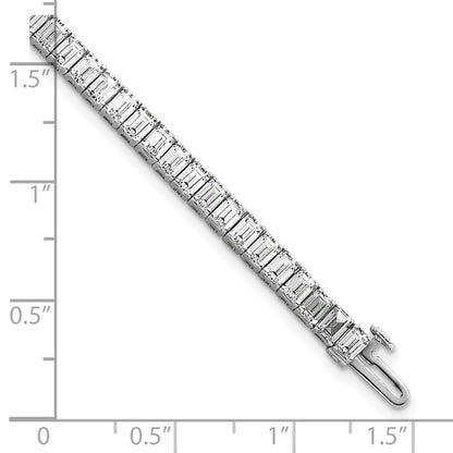 14K White Gold 10 Carat Lab Grown Diamond Vs/Si+ G+ Emerald Bezel Set Tennis Bracelet