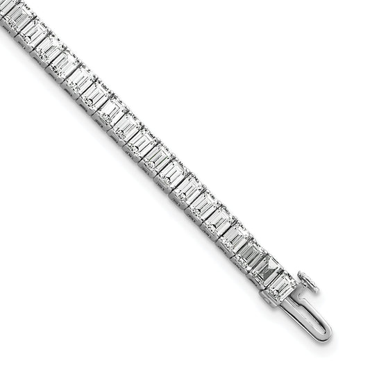 14K White Gold 10 Carat Certified Lab Grown Diamond Vs/Si+ G+ Emerald Bezel Set Tennis Bracelet